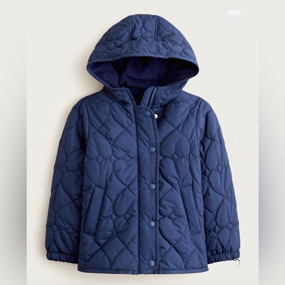 J. Crew Navy Quilted Hooded Puffer Jacket for Kids